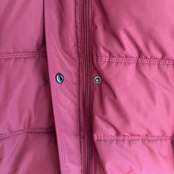 Burgundy Puffer Jacket with Detachable Hood, Size XL - Picture 2 of 7